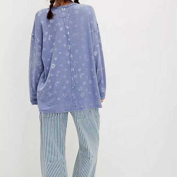 Free People We The Free Backyard Tee Oversized Crew Neck Printed Top L - Picture 2 of 2